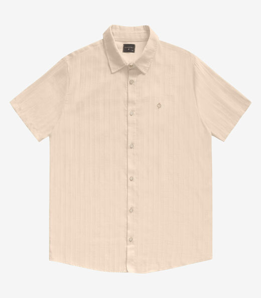 Camisa Masculina Manga Curta Diametro Bege