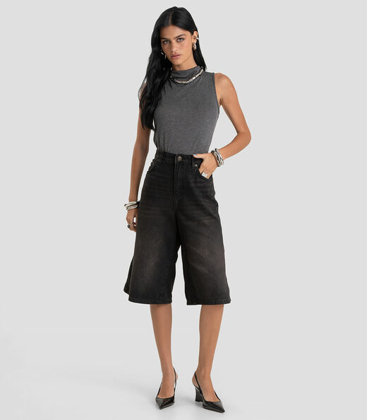 Regata Feminina com Gola Alta Dianna Cinza