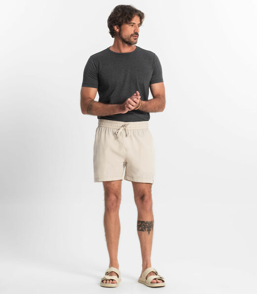 Bermuda Masculina Sarja Elástico E Bolsos Shift Bege