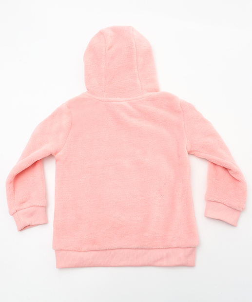 Blusão Infantil Fleece Capuz Bordado Marie Tam 1 a 3 Rosa