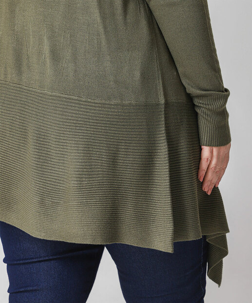 Cardigan Plus Size Feminino Alongado Marisa Verde