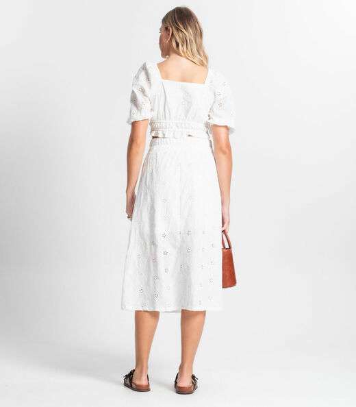 Saia Midi Feminina Em Laise Endless Bege