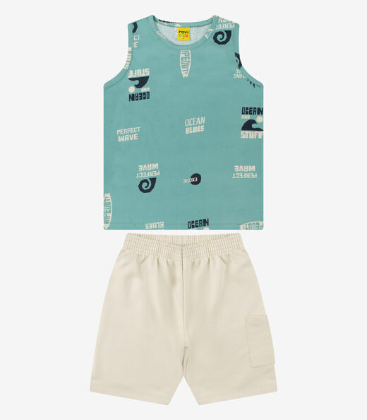 Conjunto Bermuda com Regata Menino Rovi Kids Verde