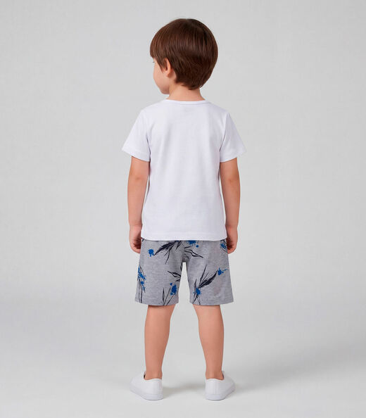 Conjunto Infantil Masculino Com Estampa Localizada Cinza