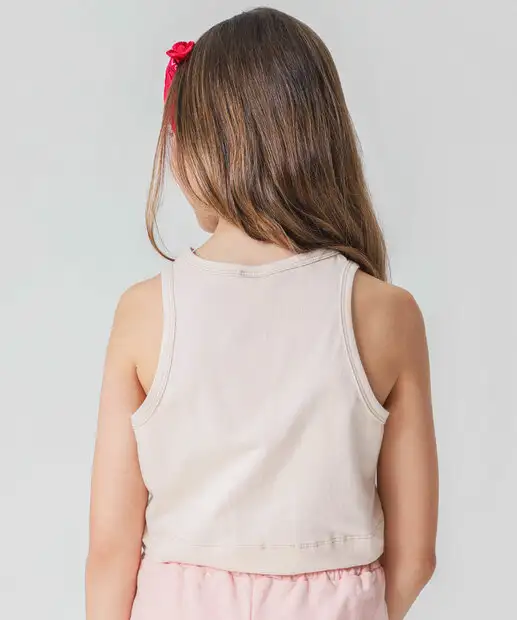 Blusa Juvenil Cropped Regata Marisa Tam 10 a 16 Bege