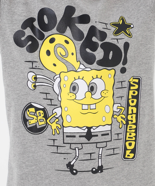 Camiseta Infantil Bob Esponja Tam 4 a 10 Cinza