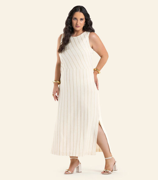 Image_Vestido Midi Viscolinho Listras Secret Glam Bege