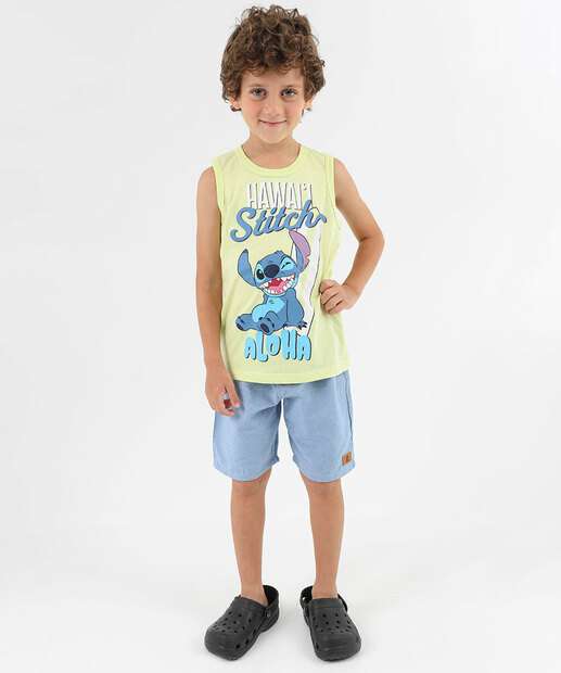 Regata Infantil Stitch Disney Tam 4 a 10 Verde