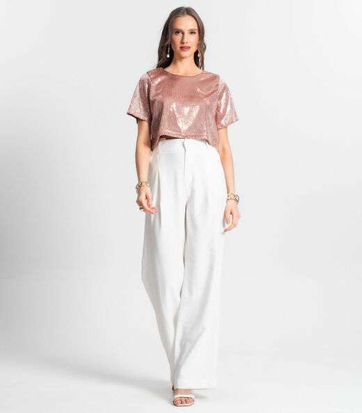 Blusa Cropped Feminina Em Paetê Endless Unica