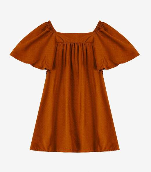 Vestido Infantil em Viscose Infinita Cor Marrom