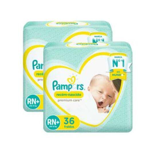 Image_Kit 2 Fraldas Recem Nascido ”Rne” Pampers c/ 36 Unidades cada