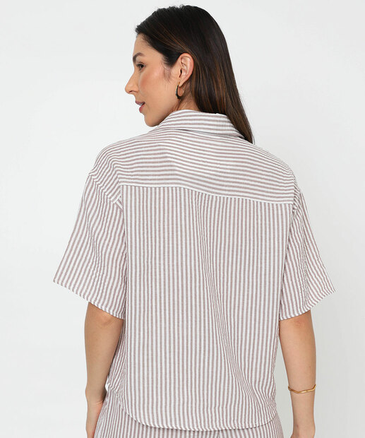 Camisa Feminina Lisrada Manga Curta Marisa Off White