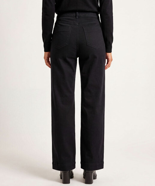 Calça Wide Leg Pantalona Feminina Sarja Sawary
