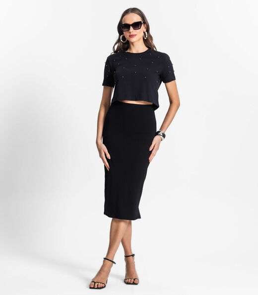 Blusa Feminina com Aplicação Select Preto