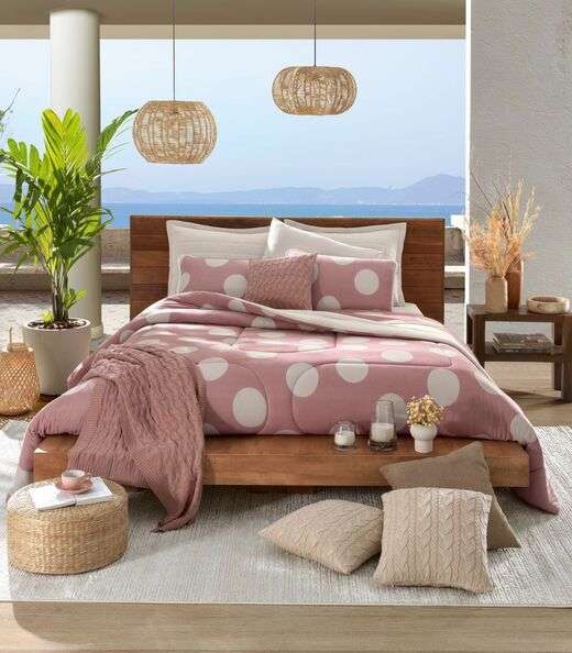 Edredom Queen Estampado Premium Vivaldi Rosa