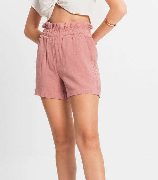 Shorts Feminino Linho Select Rosa