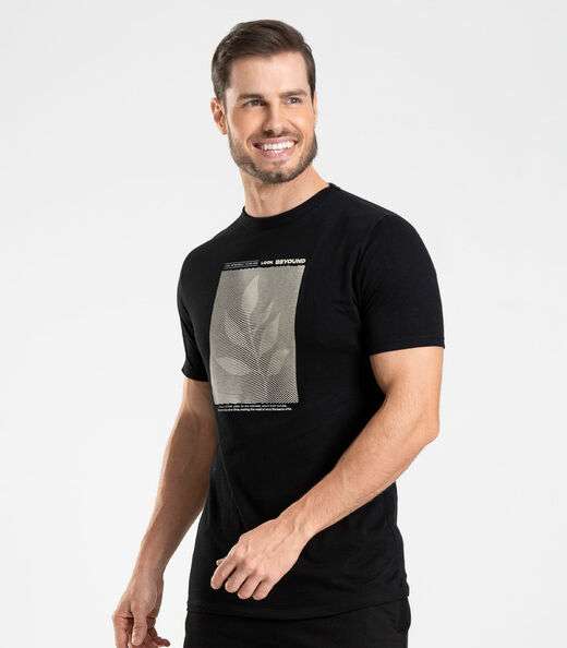 Camiseta Meia Malha Masculina Diametro Preto