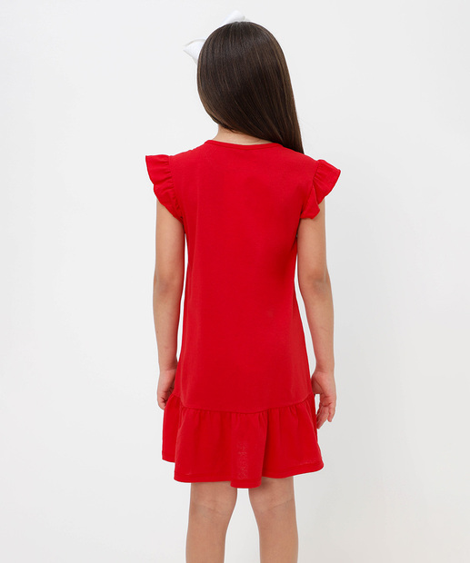 Vestido Infantil Minnie Babado Disney Tam 4 a 10 Vermelho