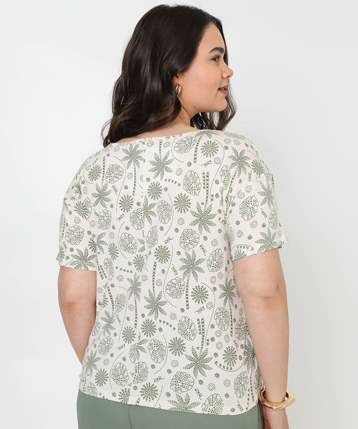 Blusa Plus Size Feminina Estampa Coqueiros Marisa Verde