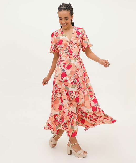 Image_Vestido Feminino Midi Estampa Floral Amarração Marisa