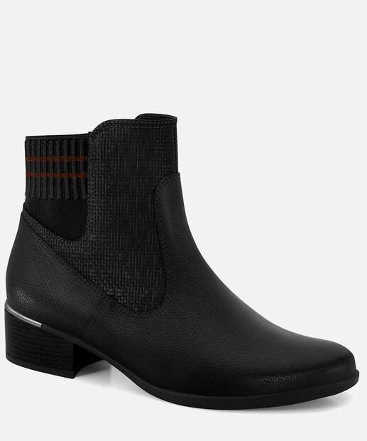 Bota Feminina Cano Curto Recorte Textura Comfortflex 