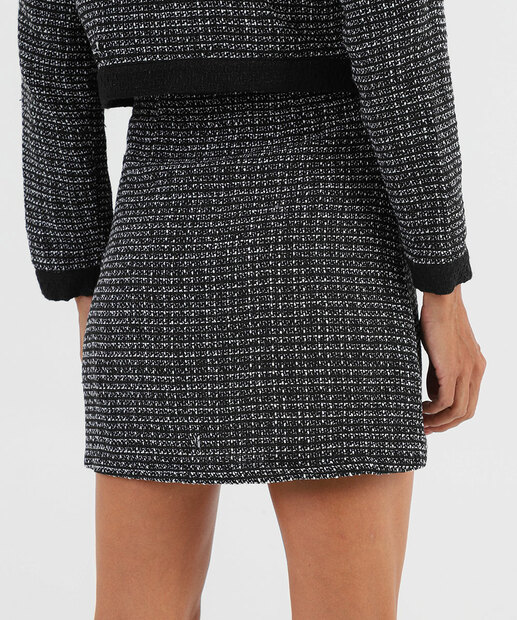 Mini Saia Feminina Tweed Textura Marisa Preto