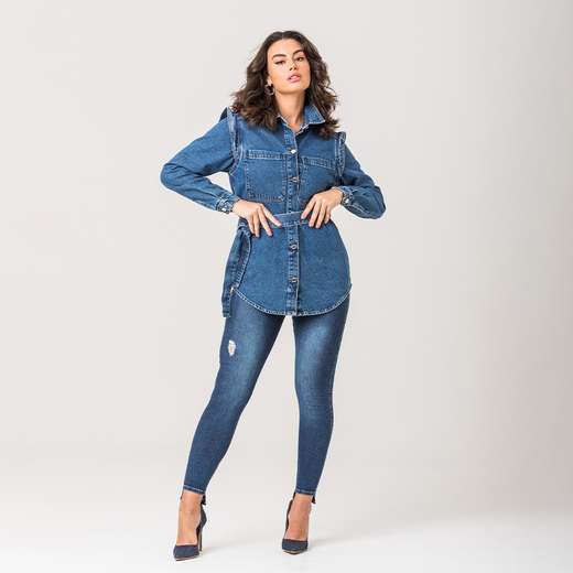 Jaqueta Parka Jeans Feminina Zune