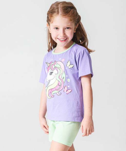 Pijama Infantil Estampa Unicórnio Marisa Tam 1 A 8 Roxo