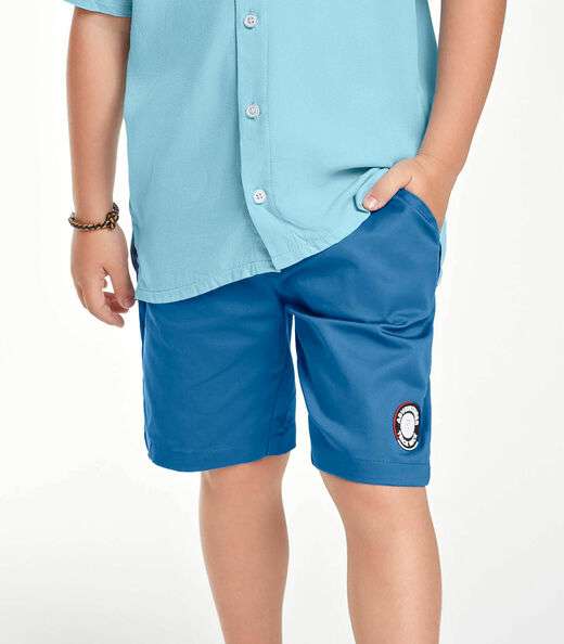 Bermuda Infantil Em Sarja Trick Nick Azul