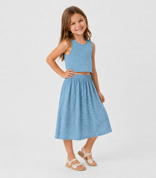 Conjunto Infantil Menina Saia e Regata Select Azul