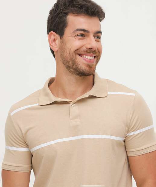 Polo Masculina Listrada Manga Curta MR