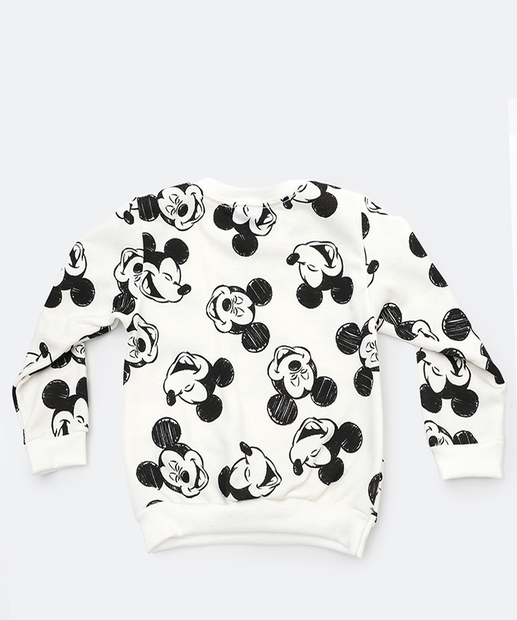Conjunto Infantil Moletinho Mickey Tam 1 a 3 Off White