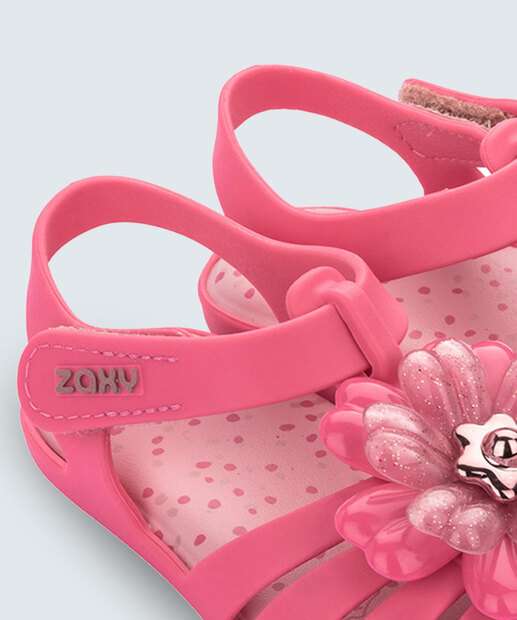 Sandália Infantil Flor Velcro Zaxy 