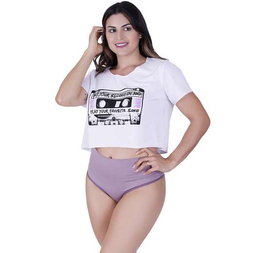 Kit 5 Calcinhas Cós Alto Microfibra Multicolorido