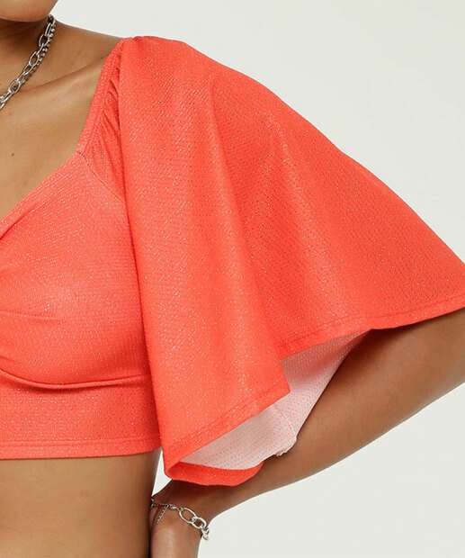 Blusa Cropped Feminina Brilho Vazada Marisa