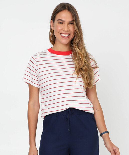 Image_Blusa Feminina Listrada Manga Curta Marisa Off White