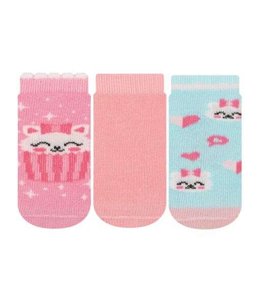 Kit 3 Pares de Meia Soquete Feminina Cia da Meia Rosa