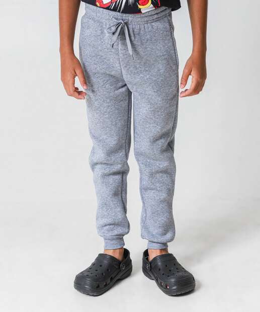 Calça Infantil Jogger Moletom Marisa Tam 4 a 10 Cinza