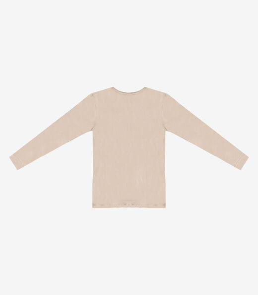 Blusa Manga Longa Decote V Básica Select Marrom