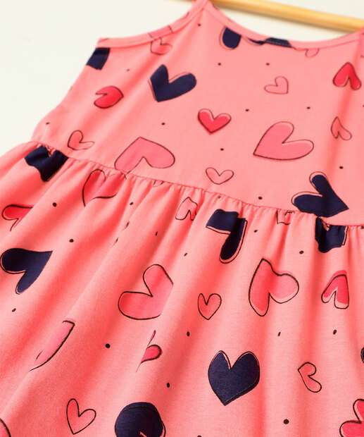 Vestido Infantil Estampa Corações Marisa Tam 1 a 3