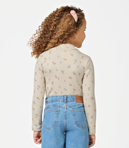 Blusa Manga Longa Feminina Infantil Trick Nick Bege