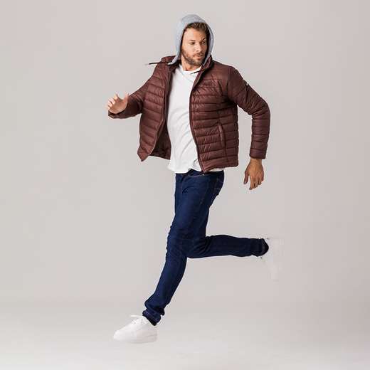 Jaqueta Puffer com capuz de moletom Masculina Rock e Soda