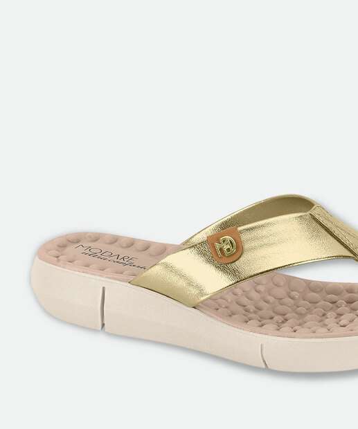 Rasteirinha Feminina Conforto Metalizada Modare Dourado  
