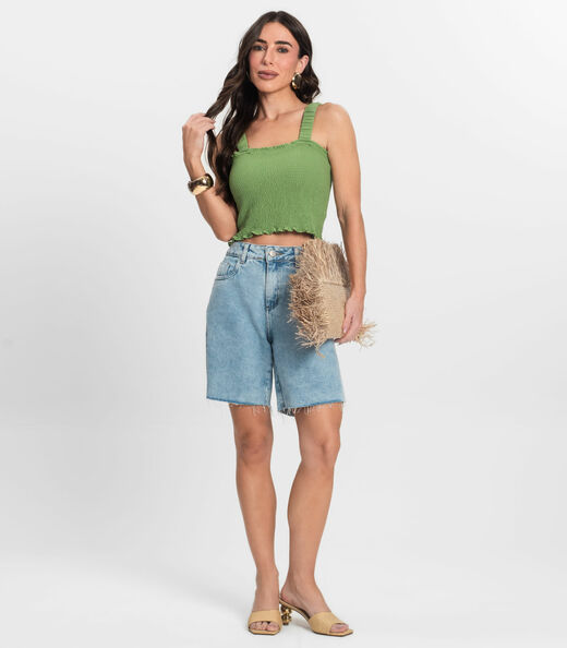 Regata Cropped Feminina Em Lastex Endless Verde