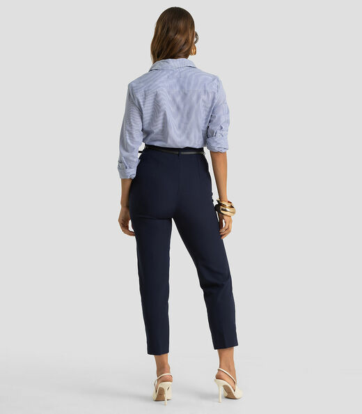 Calça Feminina Com Cinto Alfaiataria Dianna Azul