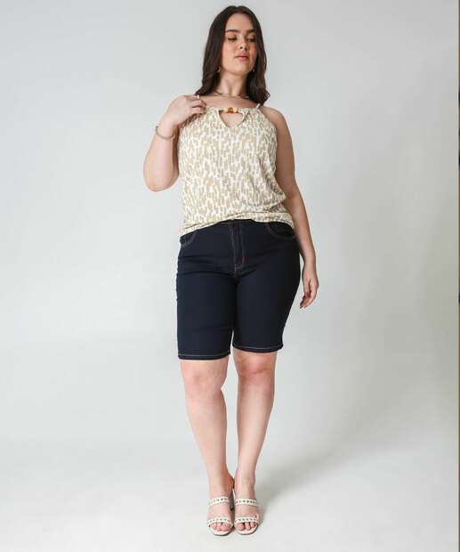 Blusa Plus Size Feminina Estampada Marisa Bege