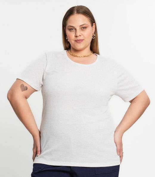 Blusa Ribana de Linho Plus Size Feminina KO Bege