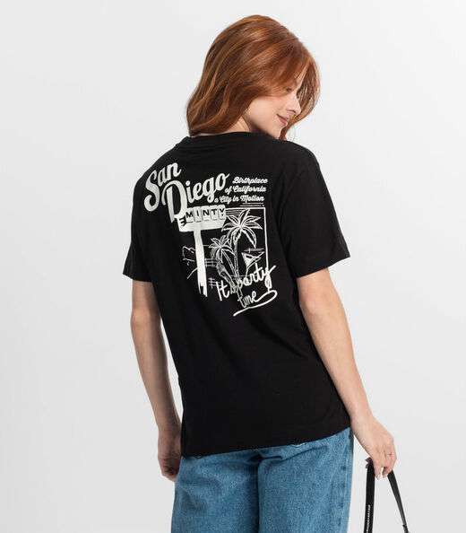 T-Shirt Juvenil Feminina Minty Preto