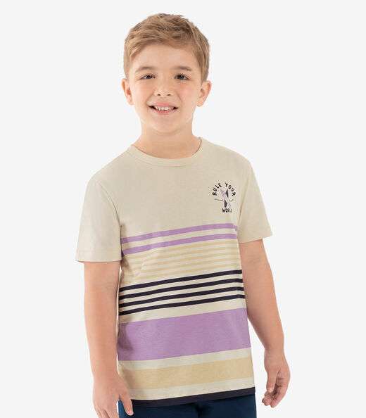 Conjunto Infantil Camiseta Com Bermuda Rovi kids Bege