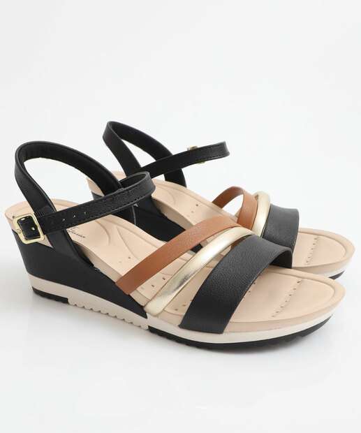 Sandália Feminina Plataforma Recorte Modare Preto